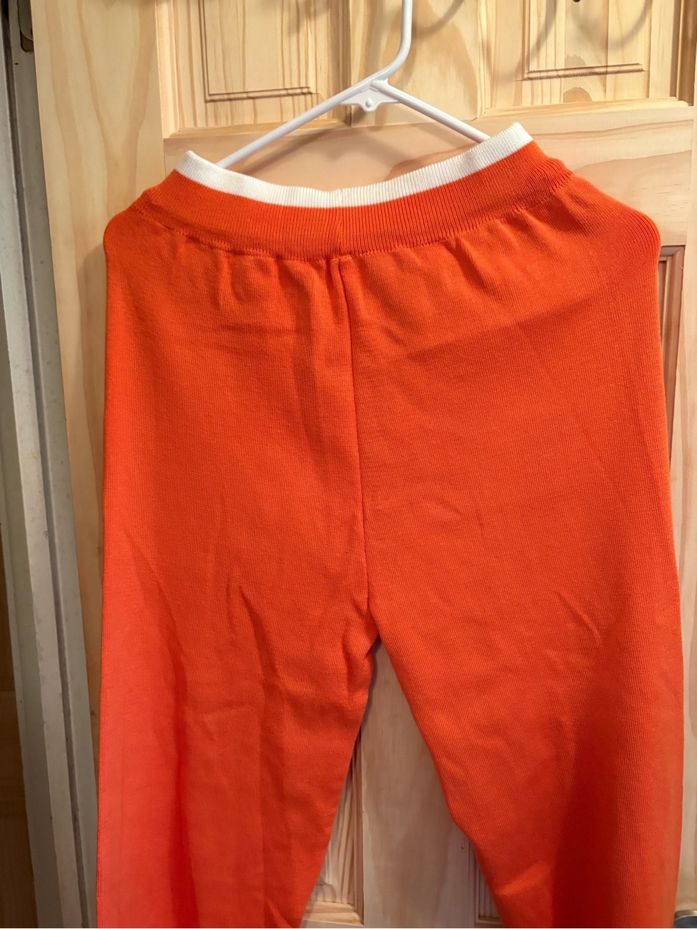 FASHION 2 PC Orange Knit  Zip-Up Top with White Trim and matching pants - Picture 7 of 10